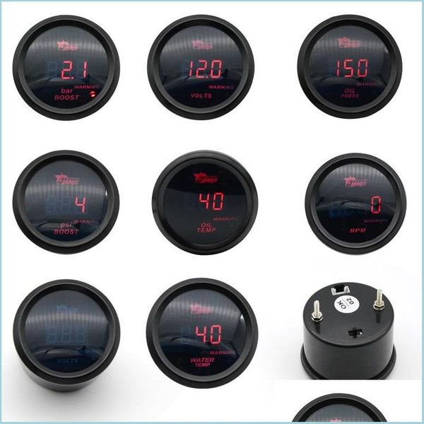 Medidor de temperatura de água 52 mm Medidor de aumento/temperatura de água/prensa de óleo/tensão/tacômetro de tacômetro Digital LED preto Drop Drop Drop 2022 Mobile Dhnra