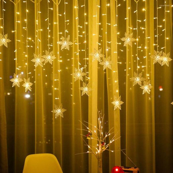 Decorazioni natalizie Tenda a LED Fiocchi di neve Stringa di luci Decorazione per la casa Festa di festa impermeabile Collegabile Onda Festone Luce fatata