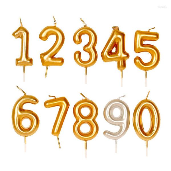 Supplies festivas números de ouro velas de 0 a 9 de aniversário de decoração de bolo de bolo de bolo de cupcakes assar