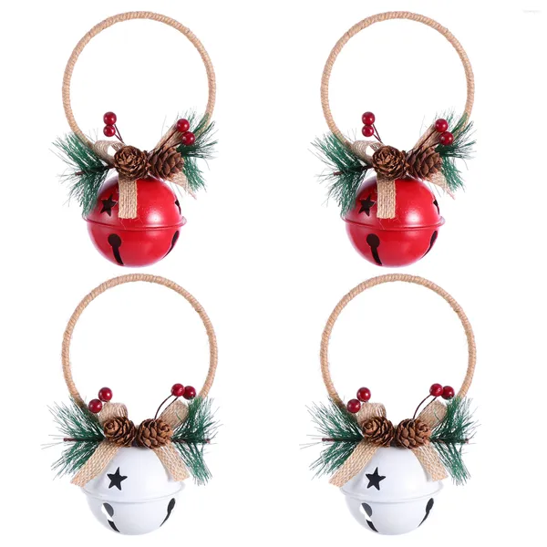 Articoli per feste Campana Albero di Natale Jingle Campane sospese in metallo Pendenti decorativi Ornamento natalizio artigianale Perline di agrifoglio Decori per porte e finestre