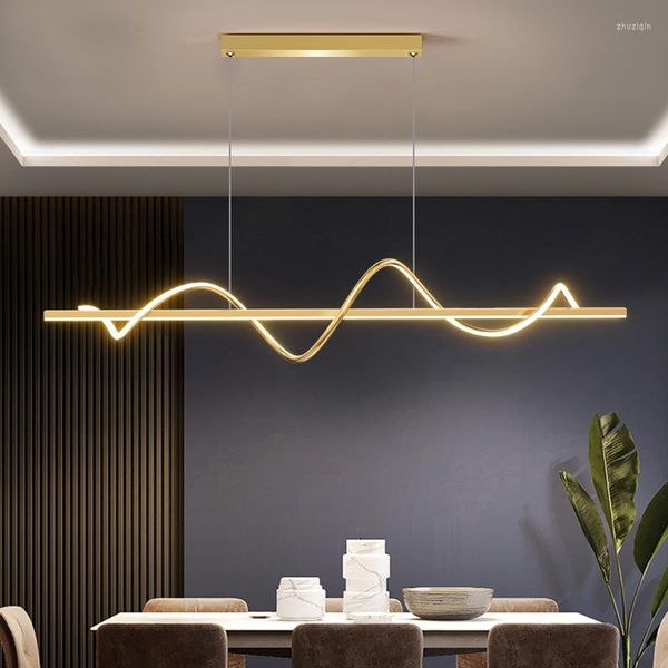 Kronleuchter Moderner einfacher Stil LED-Kronleuchter für Esszimmer Küchentisch Wohnzimmer Schlafzimmer Deckenpendelleuchte Gold Art Design Licht