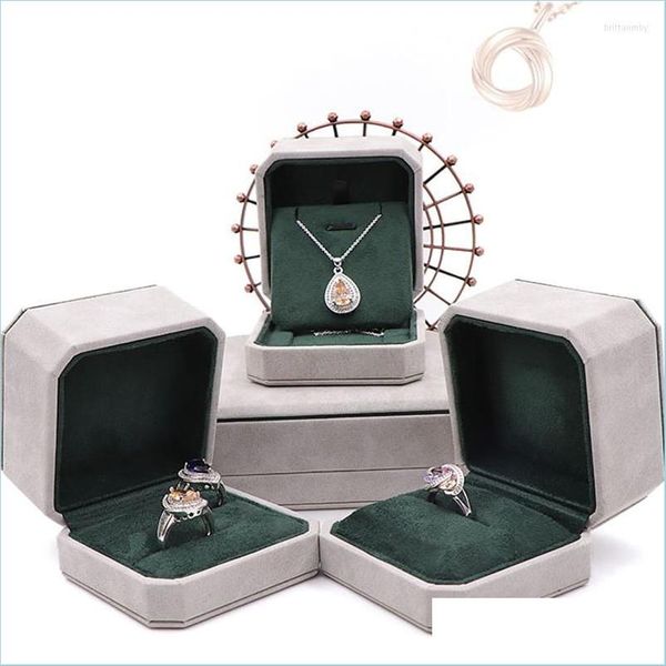Bolsas de joalheria bolsas bolsas de joias de jóias canto redondo PU Couro Proposta Ring Ring Pingente Caixa de embalagem para mulheres Caixa de presente Drop D Dhiup
