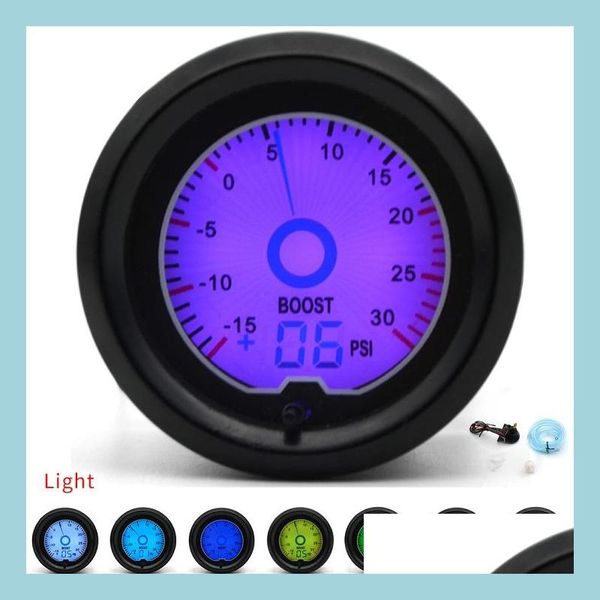 Boost Gauge 2 pollici 52 mm Psi Turbo Boost Gauge 7 colori Racing LCD Display digitale Misuratore per auto Colori Mtiple Drop Delivery 2022 Mobiles Dhglq