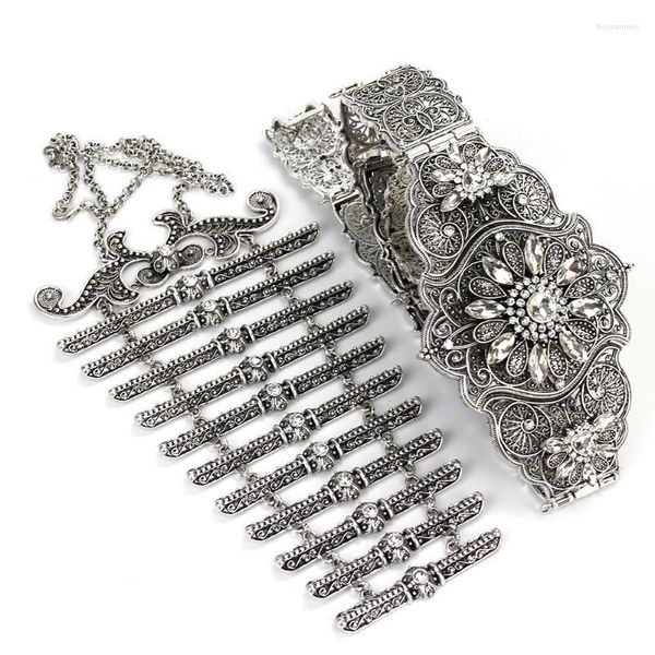 Körperschmuck Andere Sunspicems Retro Silber Farbe Kaukasus Hochzeit Gürtel Brustpanzer Sets Für Frauen Vintage Metallkette Georgia Brautgeschenk