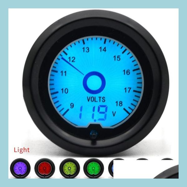 Misuratori di volt 2 pollici 52 mm Indicatore di tensione 7 colori Racing Lcd Display digitale Misuratore per auto Mtiple Colors Drop Delivery 2022 Cellulari Motorcycl Dhz7F