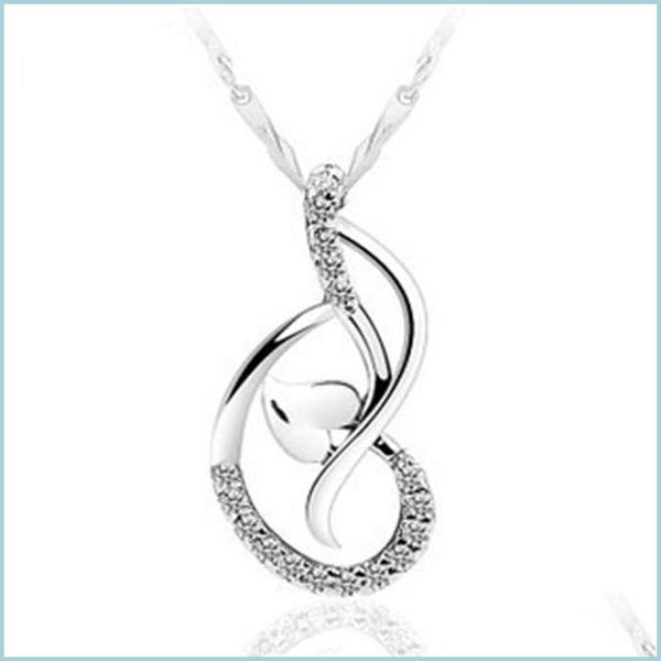 Collane con ciondolo Love Dance Pendenti Placcato in oro bianco Collana in argento sterling 925 Ciondolo Cuore Gioielli Nessuna catena 36 N2 Drop Deliv Dhneq