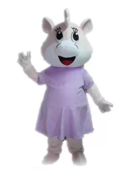 Скидка на заводской продажи Толстый костюм талисмана крупного рогатого скота с фиолетовым платьем для взрослых, чтобы носить