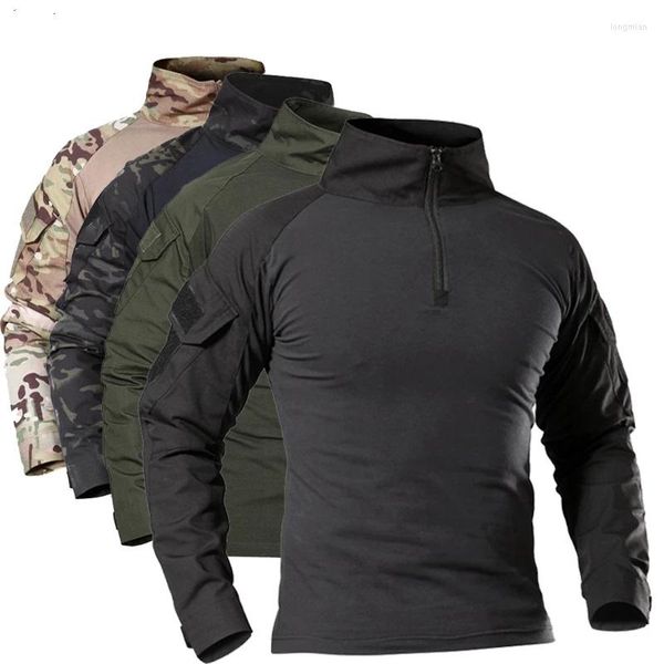 Camisetas masculinas camisetas táticas ao ar livre camisetas de camisetas militares camuflagem de caça longa de caça camisa de escalada machos de sapo respirável roupas