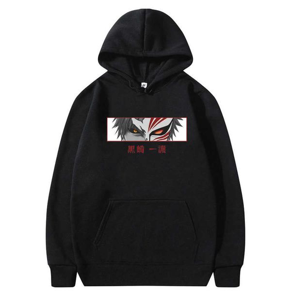 Erkek Hoodies Sweatshirts Sıcak Yeni Bleach Ichigo Kurosaki Anime Manga Hoodies Grafik Karikatür Erkek Kadın Moda Giysileri Erkek Uzun Kollu Gevşek Sweatshirt T221008