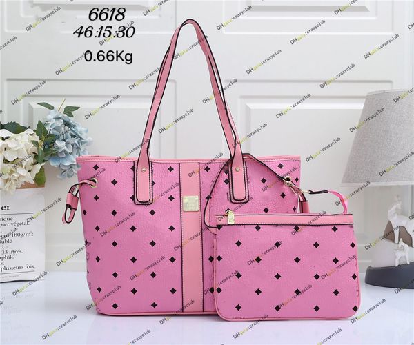 Borse da donna di qualità di lusso borse per la spesa borse per spalla spalla tote frizione code di lusso designer in pelle porta portabullo composito portafoglio mcmity 7a rosa