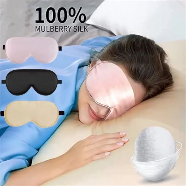 Maschera per dormire in seta di gelso 100% naturale 19 Benda con cinturino elastico Morbida e confortevole da notte per uomo Donna Paraocchi per viaggi/dormire/turni di lavoro P1013