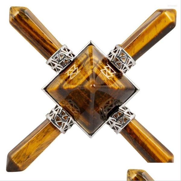 Sacchetti per gioielli Borse Sacchetti per gioielli Tumbeelluwa Tigers Eye Stone 4 Point Pyramid Energy Generator Reiki Chakra Healing Crystal Spir Dhkbh