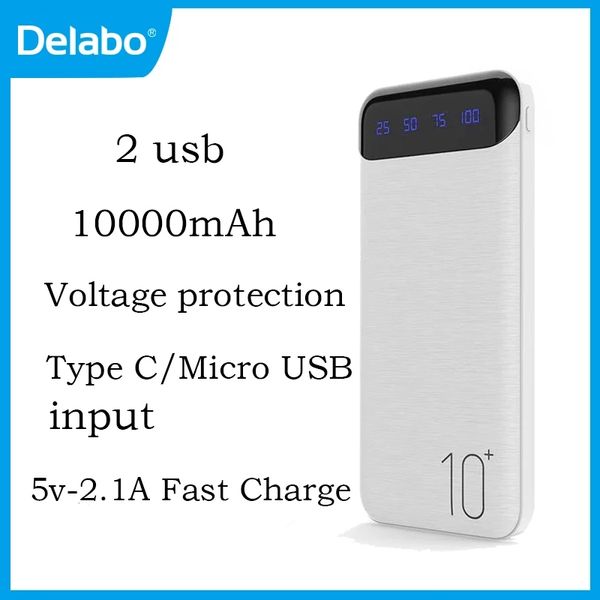 Power Bank 10000MAH 5V-2.1A Fast Lad 2 USB-Typ C Hochkapazit￤t externe Batterie-LED-Digitalanzeige Ladung