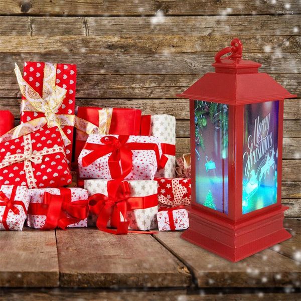 Decorazioni di Natale HA CONDOTTO LA Luce Mini Lanterna Rossa Buon Decor Per L'albero di Natale Babbo Natale Pupazzo di Neve Lampada Da Tavolo Ornamento Navidad 2022