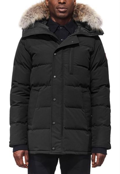 Distintivo nero Piumino invernale Parka Giacca da uomo Homme Manteau Jassen Chaquetas Parka Capispalla Grande pelliccia con cappuccio Fourrure darren Giacche Cappotto Hiver Doudoune Carson