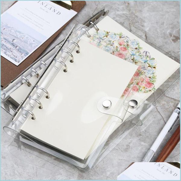 Taccuini A5 A6 Spirale Trasparente Pvc Notebook Er Diario Sciolto Bobina Raccoglitore Ad Anelli Carta Planner Separato Ricevi Borsa Carta Cancelleria1 Dr Dh8Tm