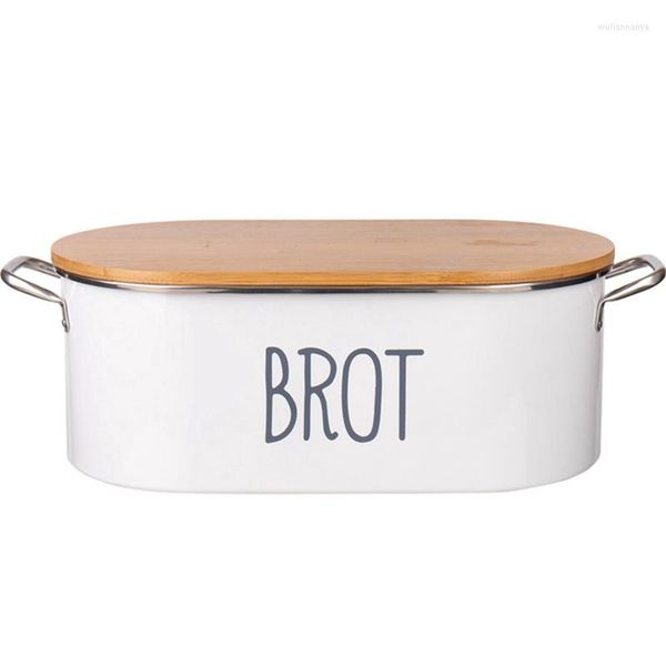 Garrafas de armazenamento BMDT Bread Box Metal Bread com tampa de bambu como recipiente de cozinha de tábua de corte adequada para alimentos