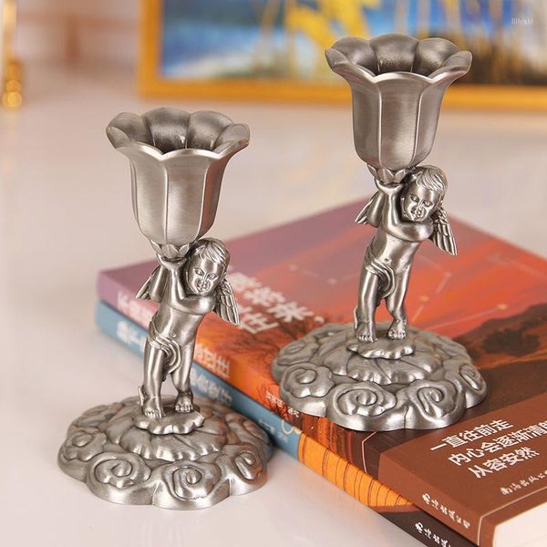 Titulares de velas Vintage Angel Style Bronze Bonzy Candlestick European Romantic Candlelight Dinner Candelabra Home Votive Decor Decor