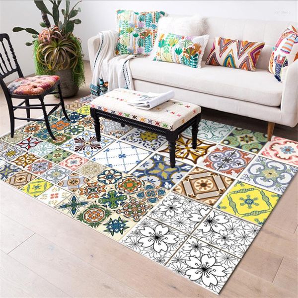 Teppiche im europäischen Ethno-Stil, Farbcollage, Blumenmuster, Teppichbereich, Teppich für Wohnzimmer, Teppiche, Kinderzimmer, rutschfeste Bodenmatte