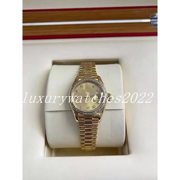 Perfect Lady Horloges V5 Versie 31mm Diamond Tijdschaal en Bezel Roestvrij Gouden Armband 2813 Beweging Automatische Mechanische Vrouw Horloges