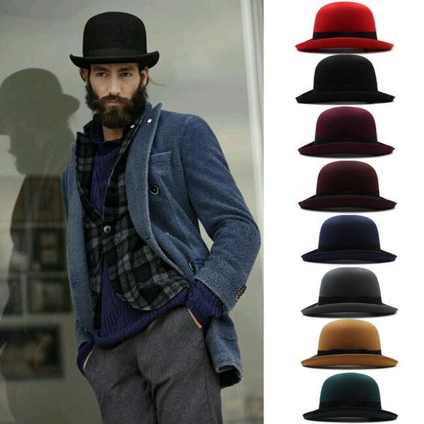 Beanie / Skull Caps Uomo Donna Misto lana Oval Top Bombetta Cappelli Fedora di lana Trilby Classica Derby Sunhat Regolabile UK M-L US 7 1 / 8-7 3/8 T221013