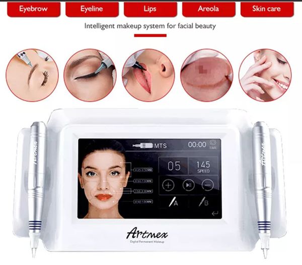 Microneedle Roller Beauty Equipment Artmex V8 Wireless Permanent Makeup Sopracciglio Tattoo Machine Pen Lip Eyeliner Trucco digitale con aghi a cartuccia