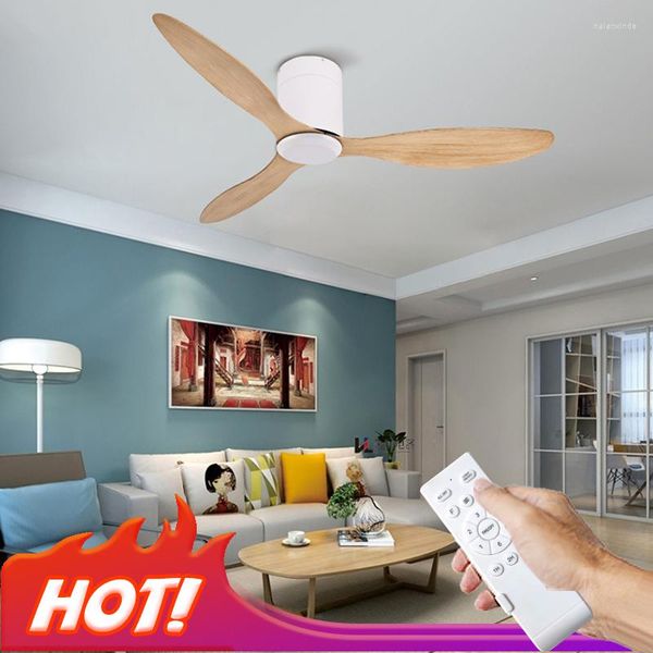 Ventilatori da soffitto moderni a LED da 12 W senza luci Ventilatore CC bianco con luce domestica decorativa con telecomando senza lampada