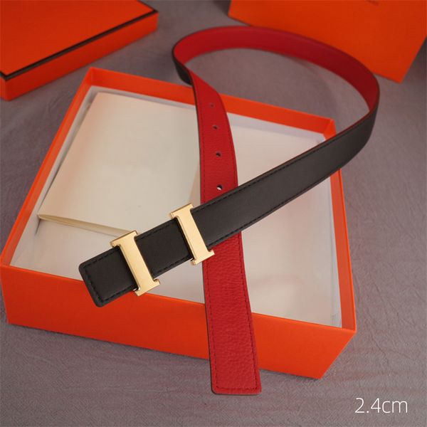 Designer-Gürtel für Damen, luxuriöser Herrengürtel, 2,4 cm Ledergürtel, goldener Schnallenbund