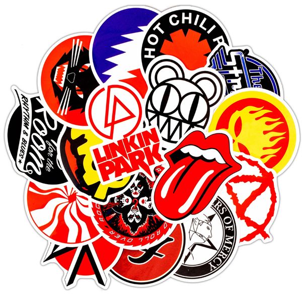 50pcs Punk Rock Stickers Rock and Roll Müzik Çıkartması Vinil Su Geçirmez Çıkartmalar Metal Bant Su Şişesi Dizüstü Bilgisayar Bilgisayar Telefonu Yetişkinler Gençler C50-18