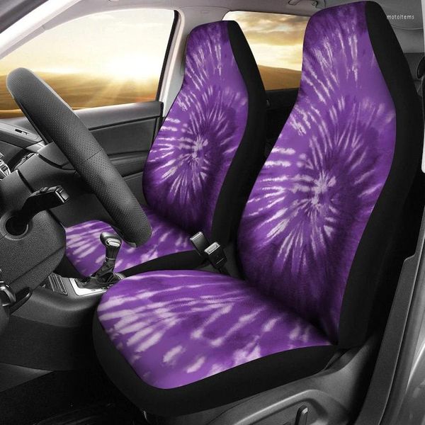 Автомобильные чехлы сиденья фиолетового цвета краситель хиппи абстрактная арт -пара 2 передняя крышка для защитника AC