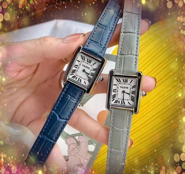 Two Stiches Square Roman Dial Tank Series Watch 31mm Quartz Imported Movement Clock Regali femminili Genuine Leather Blet Women Vintage Chain Bracelet Wristwatch