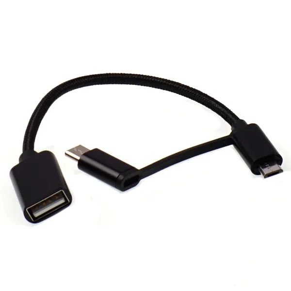 Cables de teléfono móvil 10 unids/lote 2 en 1 adaptador OTG USB hembra a Micro USB tipo C sincronización de datos para hua-wei Mac-Book U Disk