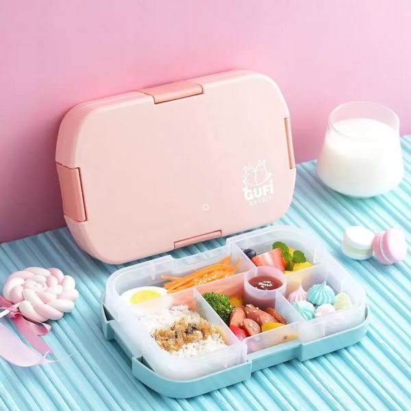 Lancheira portátil para crianças Escola Microondas plástico bentobox com compartimentos salada alimentos de frutas contêiner caixa saudável p1014