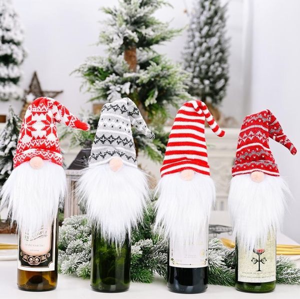 Noel Gnome Şampanya Şişesi Kapak Tatil Partisi Şarap Şişesi Kapağı Dekor Ev Süsleri BBB16312