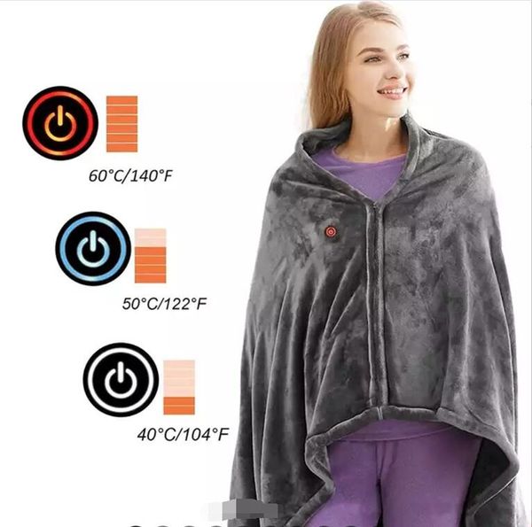 85x150cm USB Elektrische Beheizte Decken Warm Schal Heizung Plüsch Werfen Wärmer Cape Heizung Schoß Decke Fleece