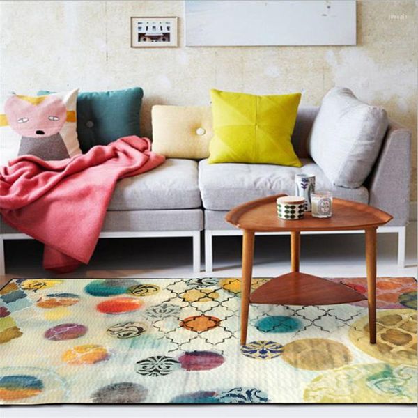 Teppiche Nordic Abstrakte Aquarell Kunst Kreis Muster Teppich Für Wohnzimmer Schlafzimmer Weiche Couchtisch Matte