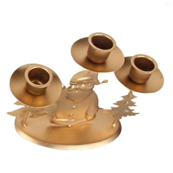 Decorações de Natal Titular do vela Retro Metal Elk Candlestick Decor Santa Golden Candelabra para decoração da sala de estar em casa