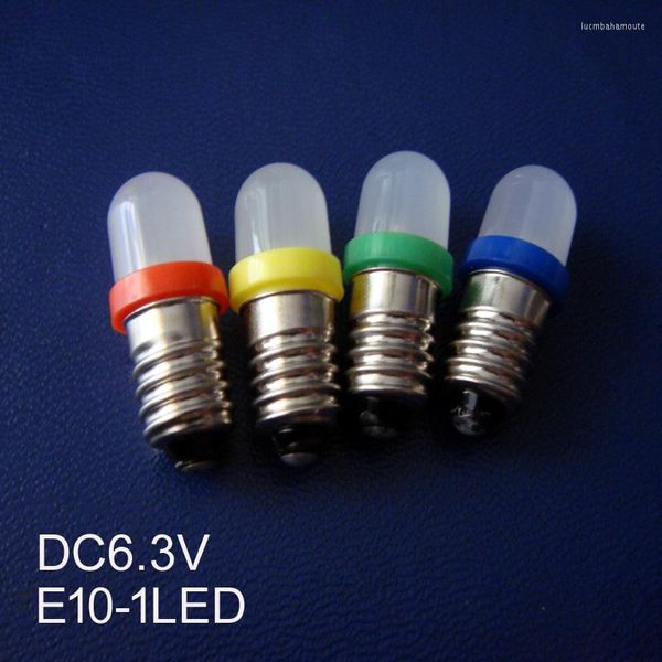 Alta qualidade DC6.3V E10 LUZ 6V LED FLEPLET 6.3V Lâmpada de lâmpada 100pc/lote