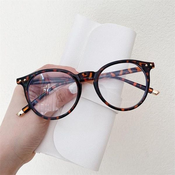 Montature per occhiali da sole Montatura per occhiali rotondi leopardata coreana moda 2022 Occhiali da vista da uomo trasparenti trasparenti verdi Occhiali da vista