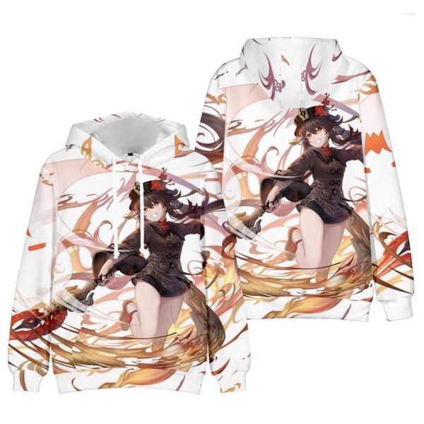 Hoodies masculinos o est 3d genshin impacto massaduras molhas unissex outwear infantil impressão com capuz hu tao meninos pullovers meninas