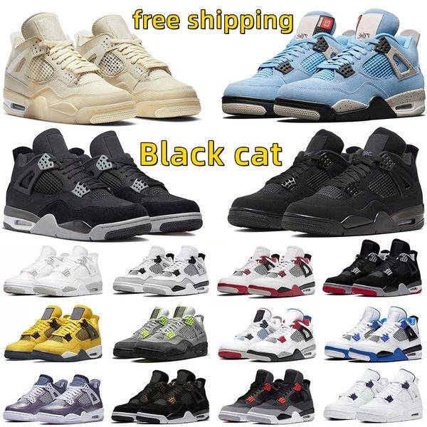 Jumpman 4 Basketballschuhe für Männer und Frauen, 4 Jahre, Black Cat, Sail, Red Thunder, University Blue, Wild Things, Canyon, Purple Amethst, Wave, Military-Sportsneaker für Herren