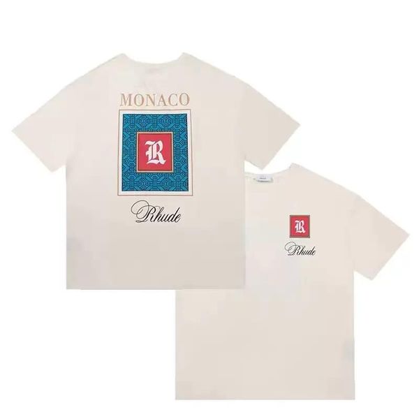 Maglietta firmata Rhude Uomo I migliori materiali per stili alla moda Camicie da donna Maglietta moda con lettere T-shirt casual estive a maniche corte Abbigliamento donna