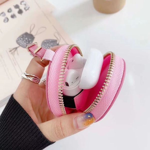 Accessori per auricolari Cuscini per cuffie Accessori per auricolari Bluetooth di design universale di lusso Custodia antiurto in stile scatola rotonda rosa rossa per e Top