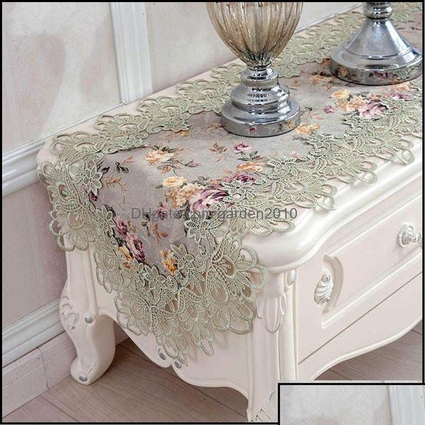 Table Runner Table Runner Tones Home Textiles Bandeira do jardim Flor bordada Top verde elegante Europa de renda Decoração de impressão pastoral otlx8