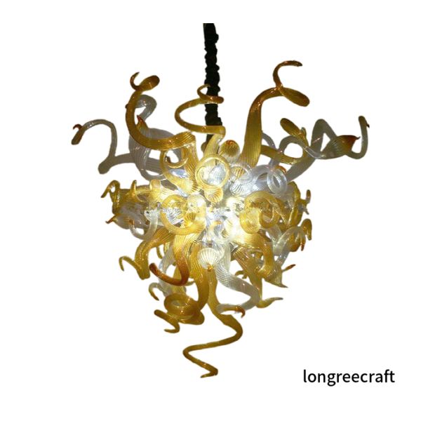 Chihuly sanat tarzı avize lambaları altın el üflemeli cam avize ışık Led ampul tavan aydınlatma kapalı süslü avizeler asılı armatürler lr1184