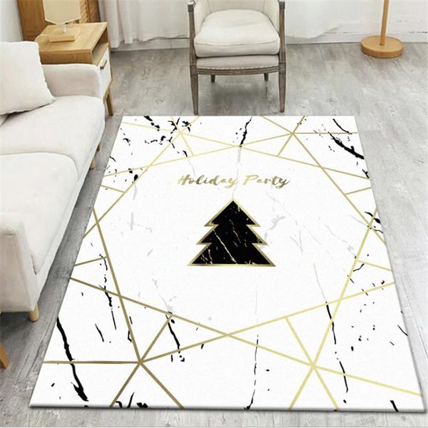 Tapetes de mármore nórdico linha geométrica de ouro pequeno tapete de padrão de árvore para a sala de estar mesa de café macio quarto de tapete de tapete