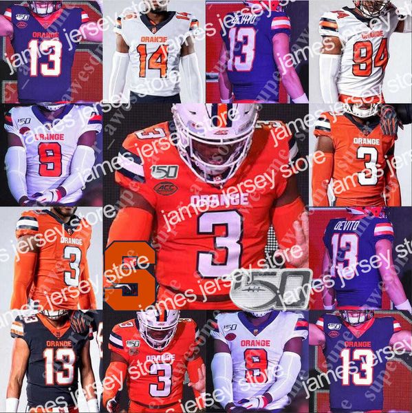 American College Football Wear Syracuse Orange Football Jersey 5 Donovan McNabb 44 Jim Brown 39 Larry Csonka John Mackey Ernie Davis Joe Morris Floyd Little Don McPhe