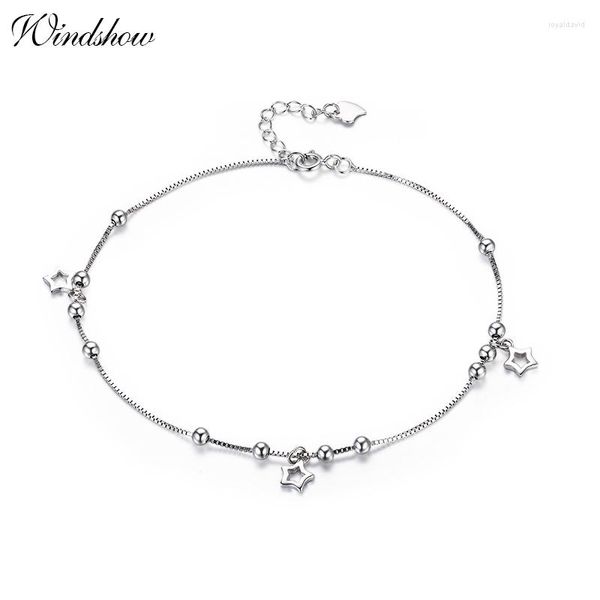 Fußkettchen 925 Sterling Silber Box Kette Stern Charm Fußschmuck Fußkettchen Für Frauen Mädchen Bein Armband Cheville Enkelbandje Halhal Tobillera