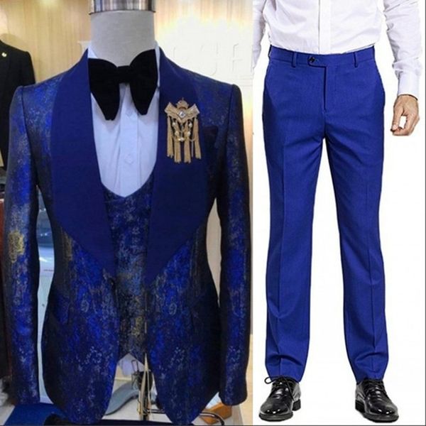 Maßgeschneiderte Bräutigam Smoking One Button Herrenanzüge Schal Revers Trauzeugen Hochzeit/Abschlussball/Abendessen Mann Blazer Jacke Hose Krawatte Weste M170