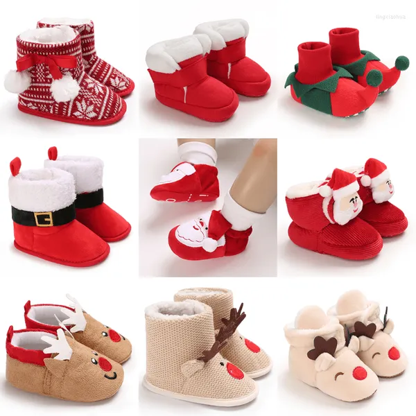 Erste Wanderer, niedliche Winterschuhe für Babys, Mädchen, Jungen, warm, Muply, Weihnachten, Elch, Anti-Rutsch-Schuhe für geborene Kleinkinder